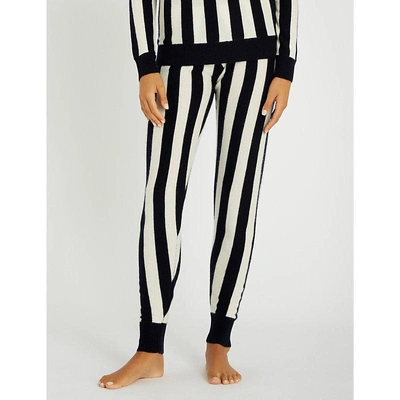 Shop Madeleine Thompson Leonis Slim-fit Cashmere Trousers In Black/white Stripes