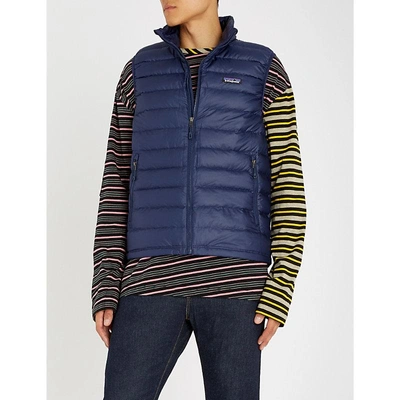 Shop Patagonia Padded Shell-down Gilet In Navy