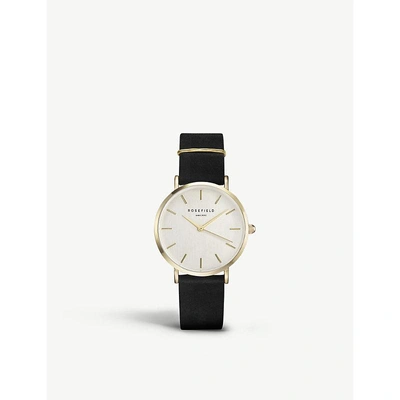 Shop Rosefield Wblg-w71 The West Village Leather And Gold-plated Watch