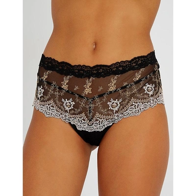 Shop Aubade Belle D'ispahan St Tropez Tulle And Lace Briefs In Or Noir