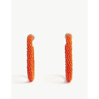 Shop Sachin & Babi Beaded Hoop Earrings In Bright Orange