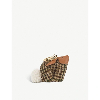 Shop Loewe Bunny Tweed And Leather Charm In Cypress/tan/white