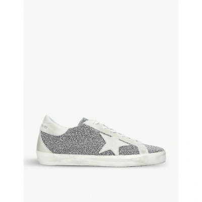 Shop Golden Goose Superstar G85 Crystal And Leather Trainers In Silver