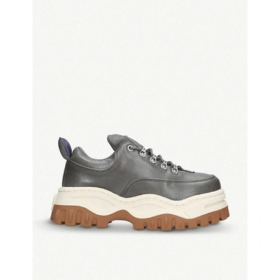 Shop Eytys Angel Lace-up Leather Trainers In Grey