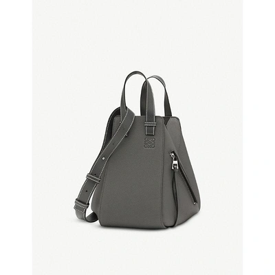 Shop Loewe Grey Hammock Small Leather Shoulder Bag