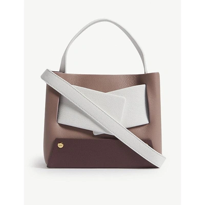 Shop Yuzefi Brown And White Colour Block Dinky Leather Suede Cross Body Bag In Brown/white
