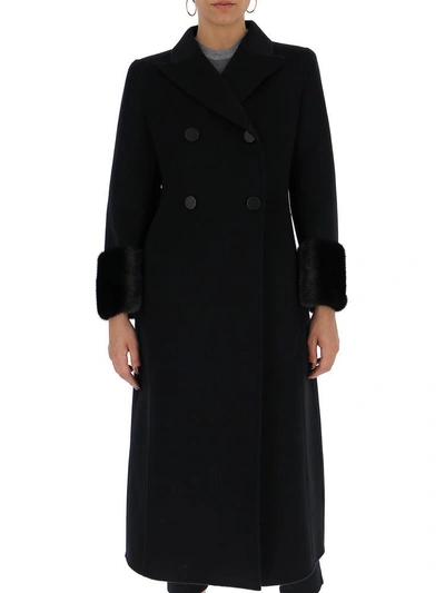 Shop Fendi Double Breasted Coat In Black
