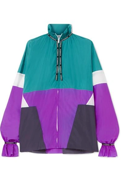 Shop Vetements Color-block Shell Blouse In Turquoise