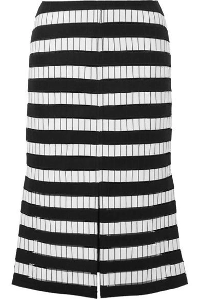 Shop Akris Embroidered Wool-blend Felt Midi Skirt In Black