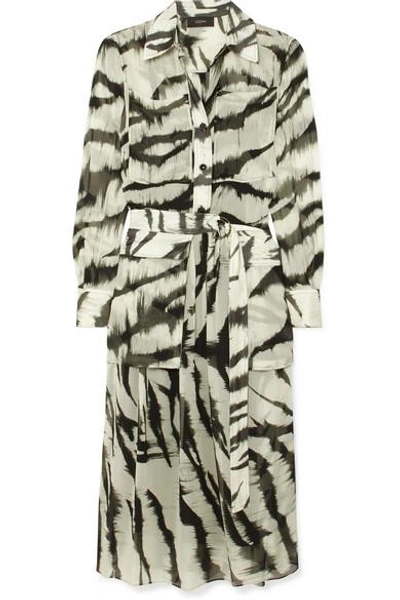 Shop Joseph Seldon Zebra-print Silk Dress In Cream