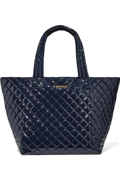 Shop Mz Wallace Metro Leather-trimmed Quilted Vinyl Tote In Midnight Blue