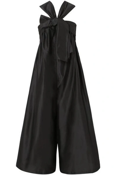 Shop Ulla Johnson Doutre Bow-detailed Taffeta Jumpsuit In Black