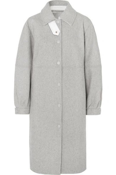 Shop See By Chloé City Oversized Wool-blend Felt Coat In Gray