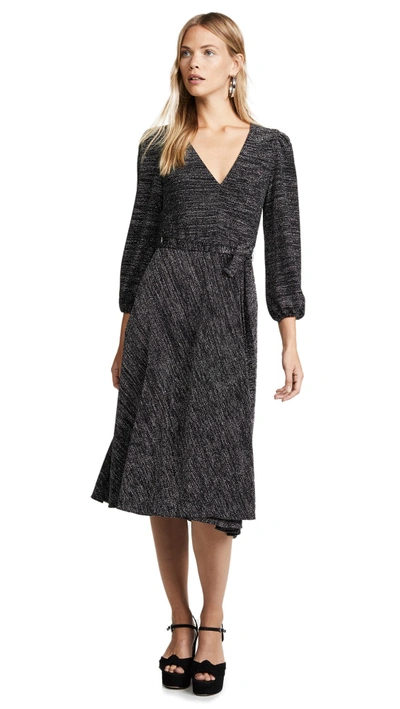 Shop Alice And Olivia Coco Plunging V Neck Dress In Black/silver