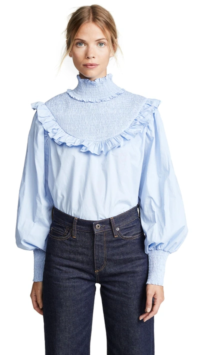 Shop English Factory Smocked Top In Blue