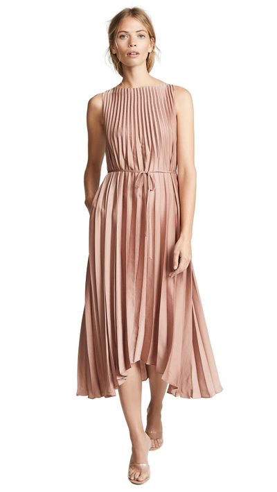 Shop Vince Pleated Dress In Vintage Rose