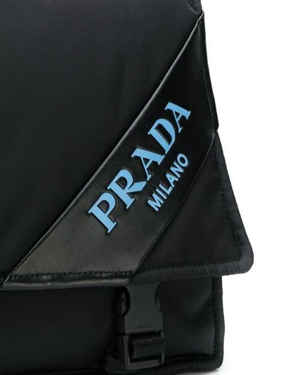 Shop Prada Logo Messenger Bag - Black