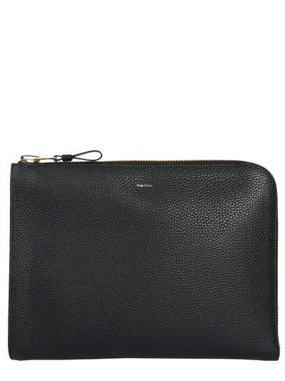 Shop Tom Ford Leather Clutch In Black