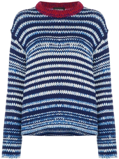 Shop Calvin Klein 205w39nyc Striped Chunky Knit Jumper - Blue