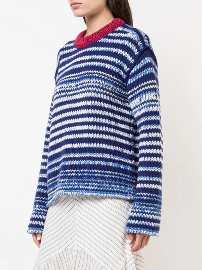 Shop Calvin Klein 205w39nyc Striped Chunky Knit Jumper - Blue
