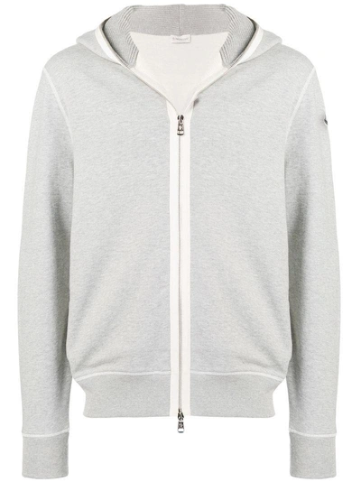 Shop Moncler Zip Front Hoodie In Grey