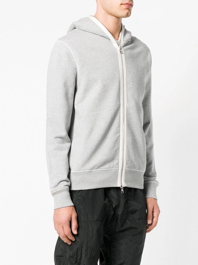Shop Moncler Zip Front Hoodie In Grey