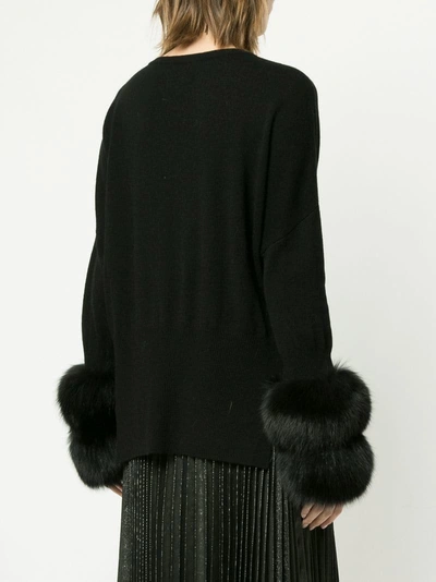 Shop Izaak Azanei Fur Cuff Jumper In Black
