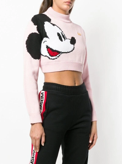 Shop Gcds Cropped Mickey Mouse Sweater - Pink & Purple