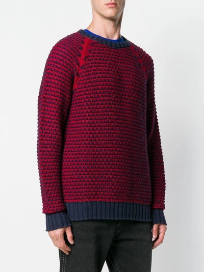 Shop Just Cavalli Chunky Knit Raglan Sweater - Red