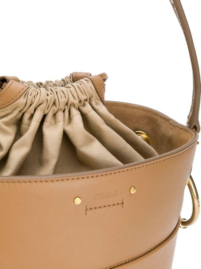 Shop Chloé Roy Drawstring Bucket Bag In Neutrals