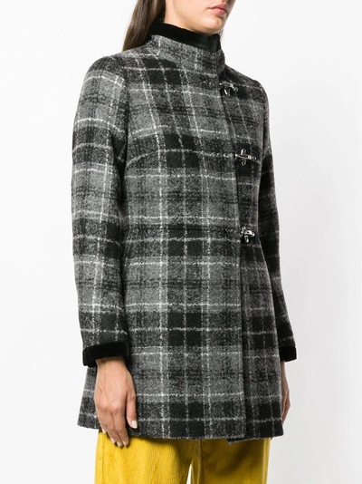 Shop Fay Check Duffle Coat - Black