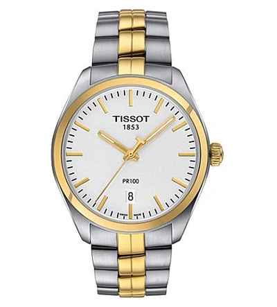 Shop Tissot T101.410.22.031.00 Pr 100 Stainless Steel And Yellow Gold Watch, Women's, Stainless Steel