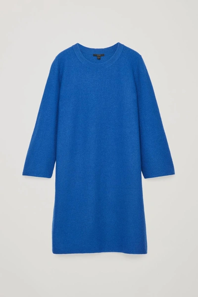 Shop Cos Boiled Wool Jumper Dress In Blue
