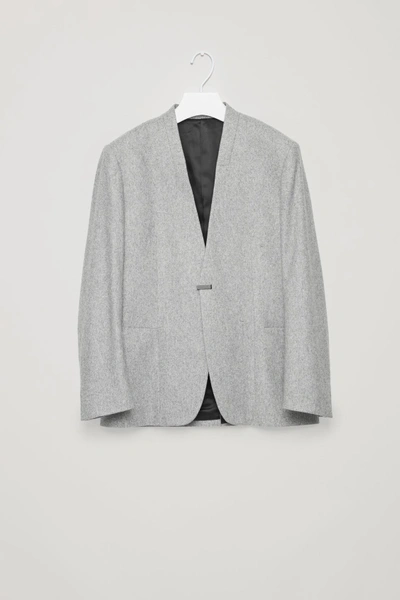 Cos Collarless Wool Blazer In Grey | ModeSens