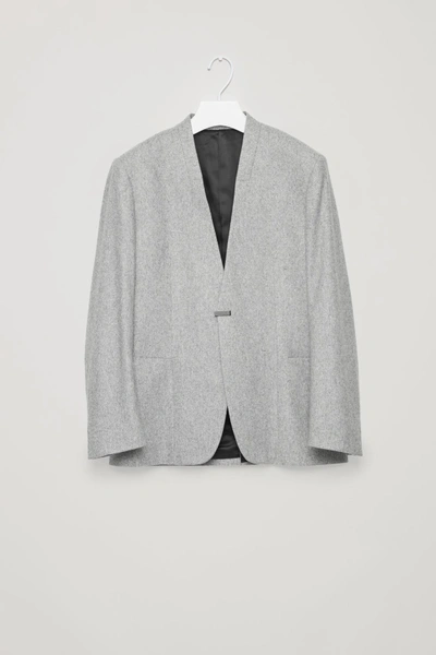 COS Collarless Wool Blazer in Gray for Men