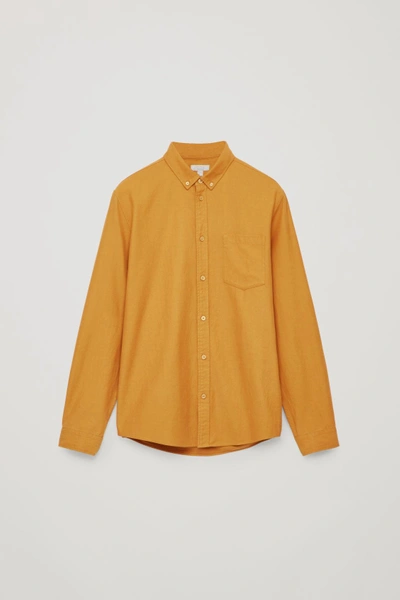 Shop Cos Cotton Button-down Shirt In Yellow