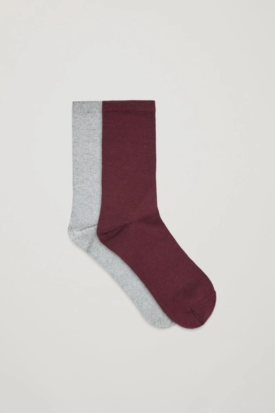 Shop Cos Two Pairs Of Cotton Socks In Red