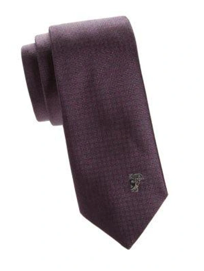 Shop Versace Square Silk Tie In Violet