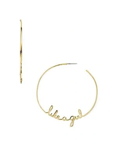 Shop Rebecca Minkoff Like A Girl Hoop Earrings In Gold