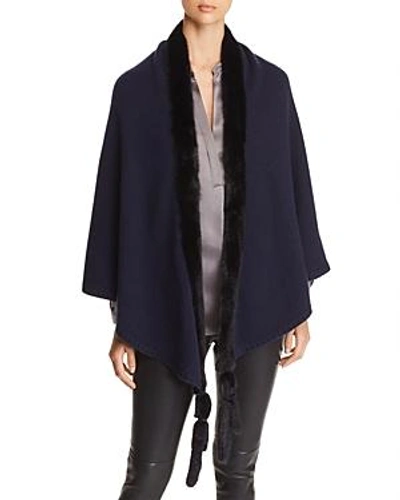 Shop Max Mara Mink Fur-tassel Cashmere Wrap In Ultramarine Blue