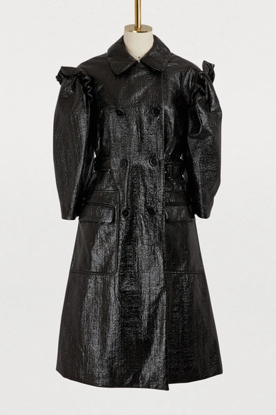 Shop Simone Rocha Puff-sleeved Trench Coat In Black