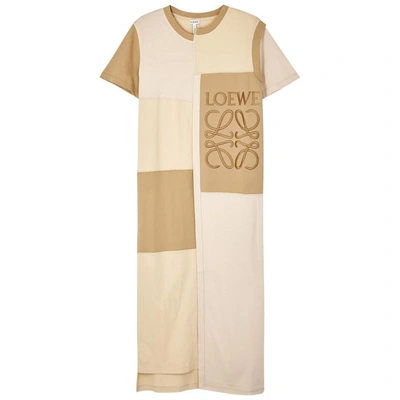 Shop Loewe Ecru Patchwork Cotton Dress In Beige