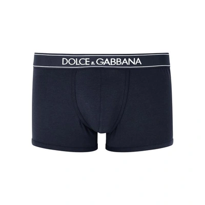 Shop Dolce & Gabbana Navy Stretch Cotton Boxer Briefs