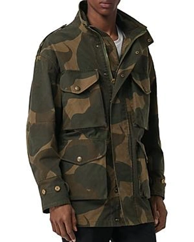 Shop Burberry Exbury Camouflage-print Utility Jacket In Khaki