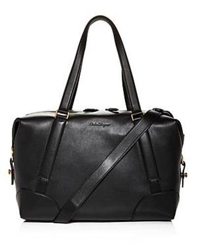 Shop Ferragamo Runway Leather Duffel Bag In Black