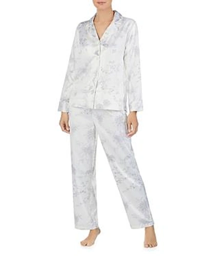 Shop Ralph Lauren Lauren  Floral Satin Pajama Set In White Print