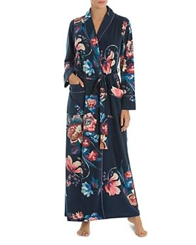Shop Jonquil Floral French Terry Long Robe In Navy