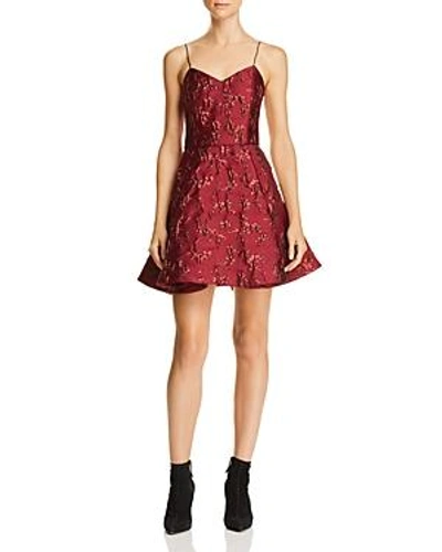 Shop Alice And Olivia Alice + Olivia Anette Pleated Metallic Floral Dress In Bordeaux