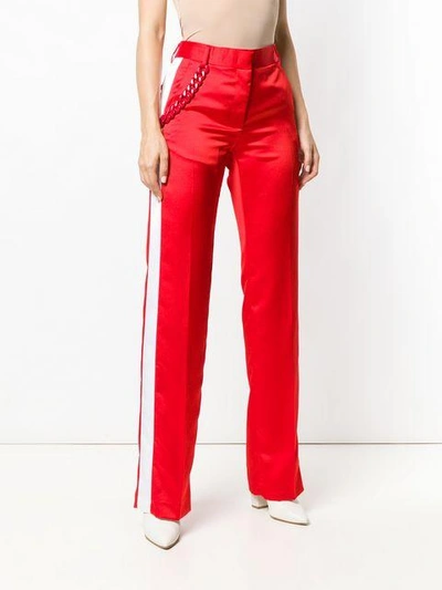 Shop Msgm Chain Trousers In Red