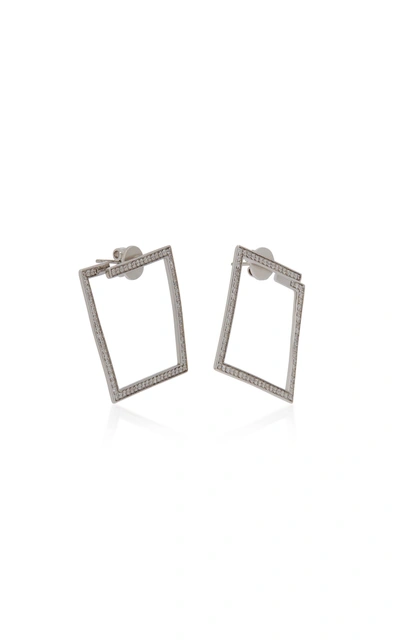 Shop Lynn Ban Jewelry Rhodium-plated Silver Diamond Hoop Earrings